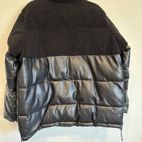 Good American Size 3 Large Faux Leather Cocoon Puffer Jacket - Picture 7 of 9